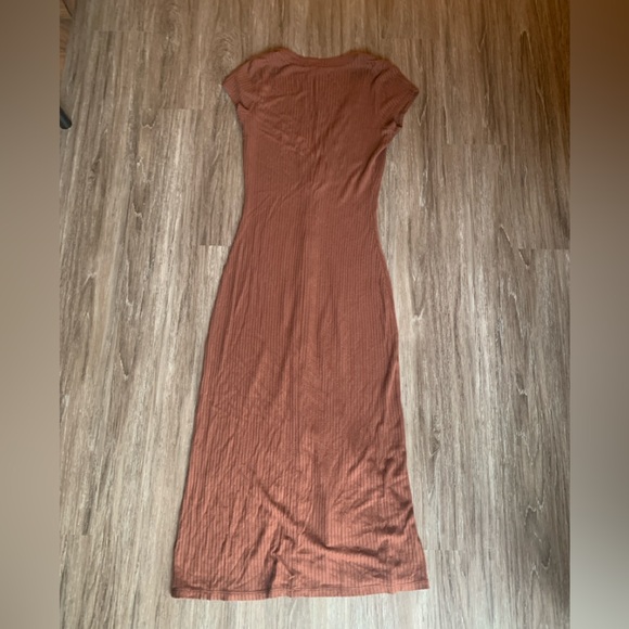Reformation Brown Ribbed Knit Button Front Maxi Dress-  Sz sm - Picture 6 of 7